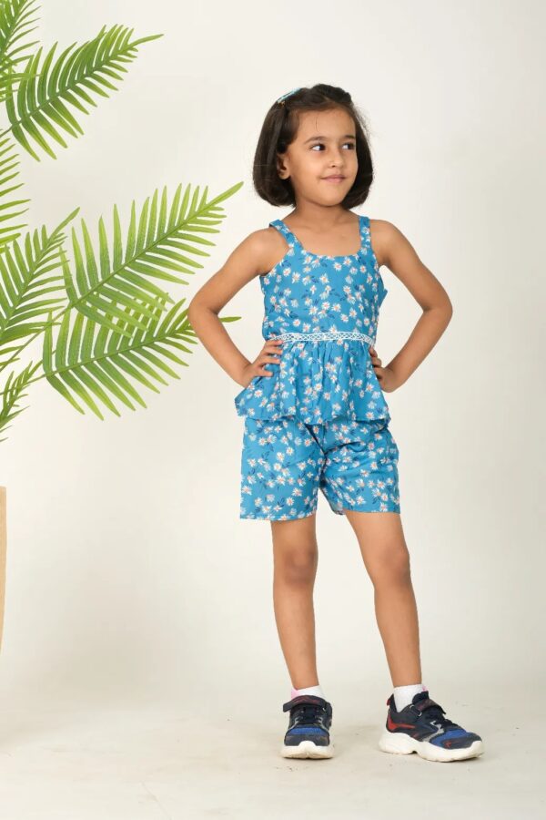 Snoozy Sloth Night-Blooming Jasmine Print Co-Ord Set With Shorts For Toddler Girl